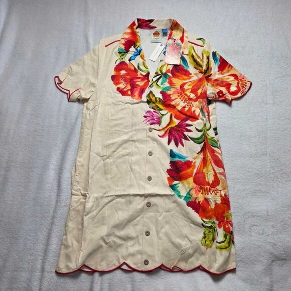 New L Farm Rio x Anthropologie scalloped shirt dress - Picture 4 of 11